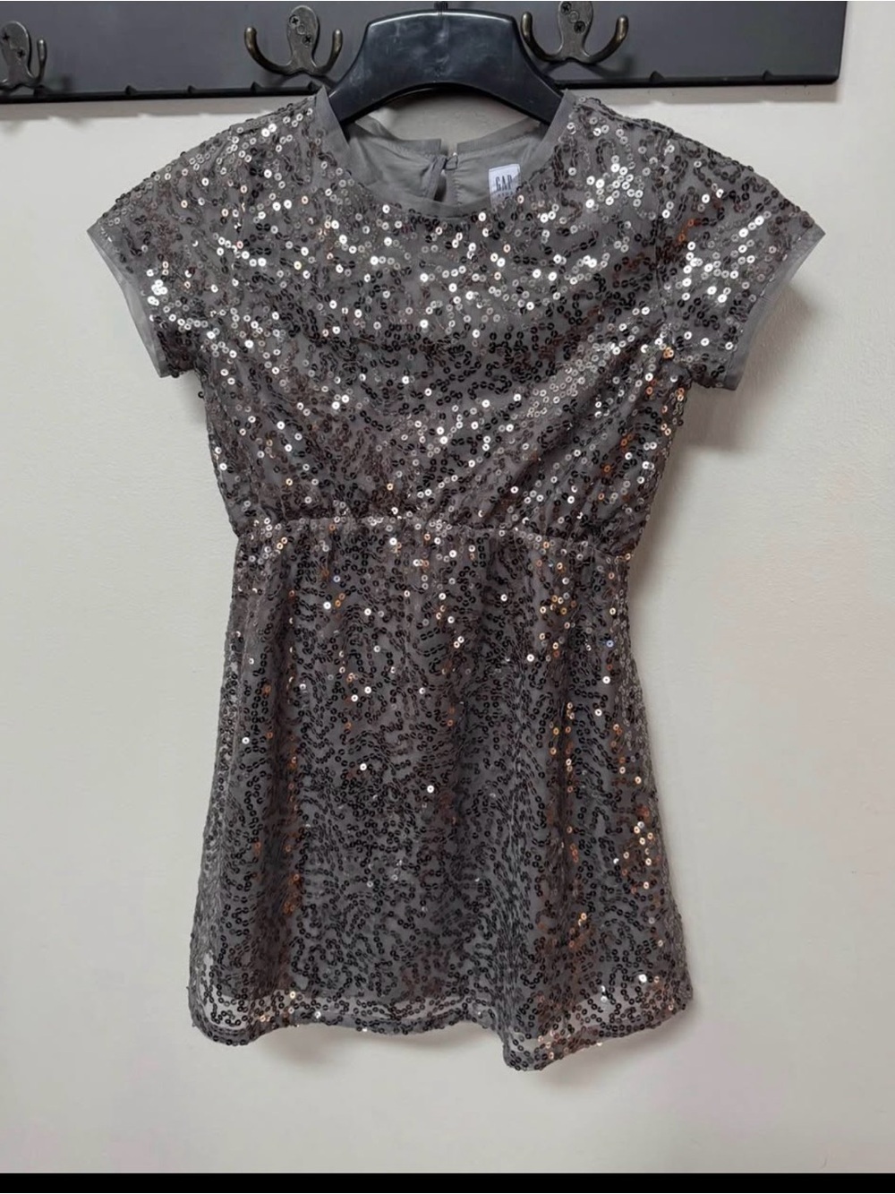 GAP Girls Silver Sequin Fit-and-Flare Dress YM